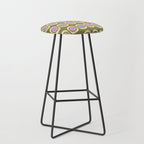 Mid-century Modern Pattern - Olive, Pink and Blue Stool Gallery Image 1