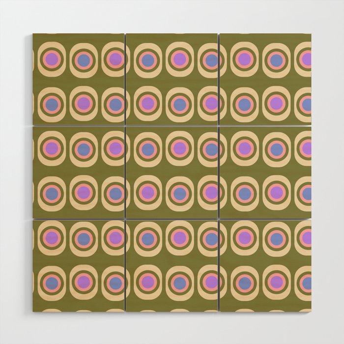 Mid-century Modern Pattern - Olive, Pink and Blue Wood Wall Art Gallery Image 1