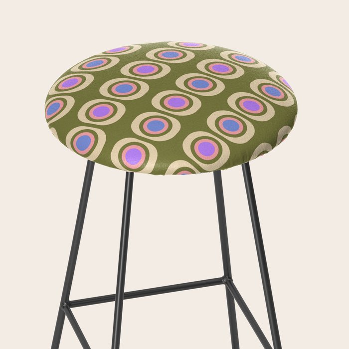 Mid-century Modern Pattern - Olive, Pink and Blue Stool Gallery Image 2