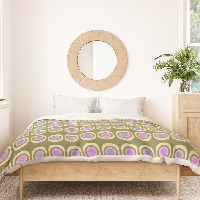 Mid-century Modern Pattern - Olive, Pink and Blue Duvet Cover Gallery Image 3