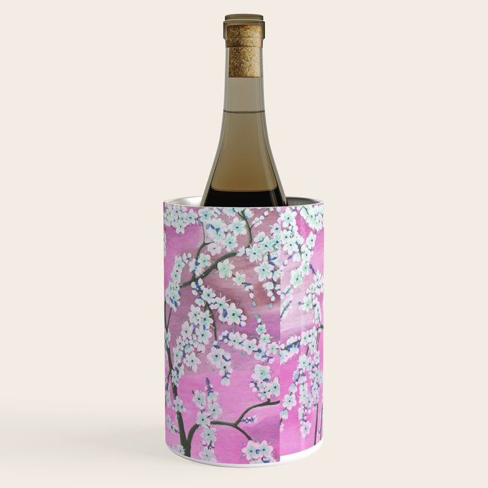 Elegant white pink floral painting pattern Wine Chiller Gallery Image 3
