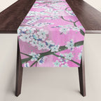 Elegant white pink floral painting pattern Table Runner Gallery Image 1