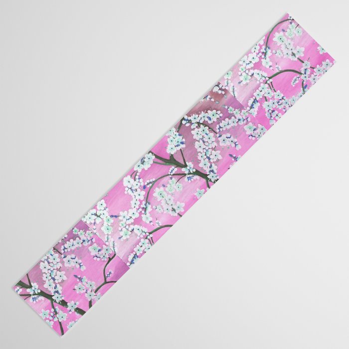 Elegant white pink floral painting pattern Table Runner Gallery Image 3
