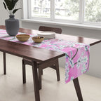 Elegant white pink floral painting pattern Table Runner Gallery Image 2