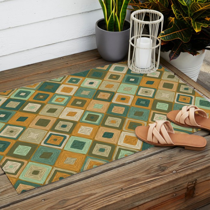 Hand-drawn Quilt #6 Outdoor Rug Gallery Image 2