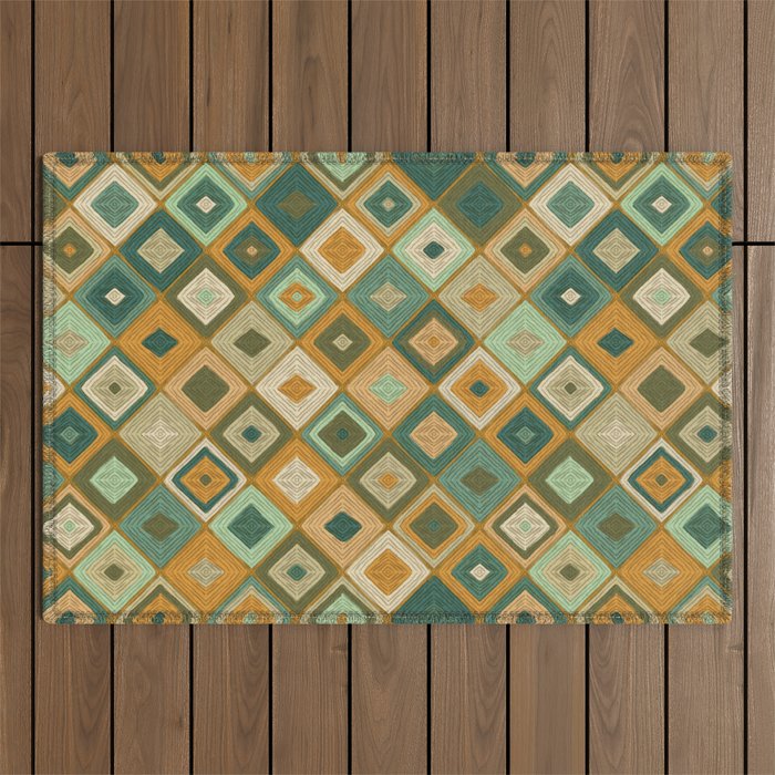 Hand-drawn Quilt #6 Outdoor Rug Gallery Image 1