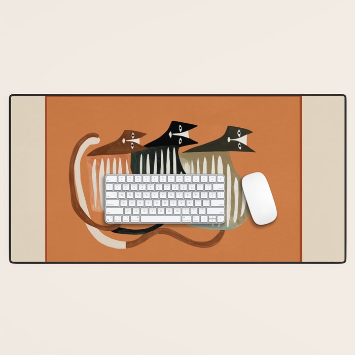 Stacked Abstract Cats Desk Mat Gallery Image 1