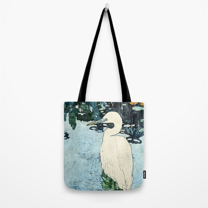 Wading Egret Watercolor Tote Bag Gallery Image 2