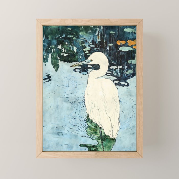 Wading Egret Watercolor Mini Art Print Gallery Image 1