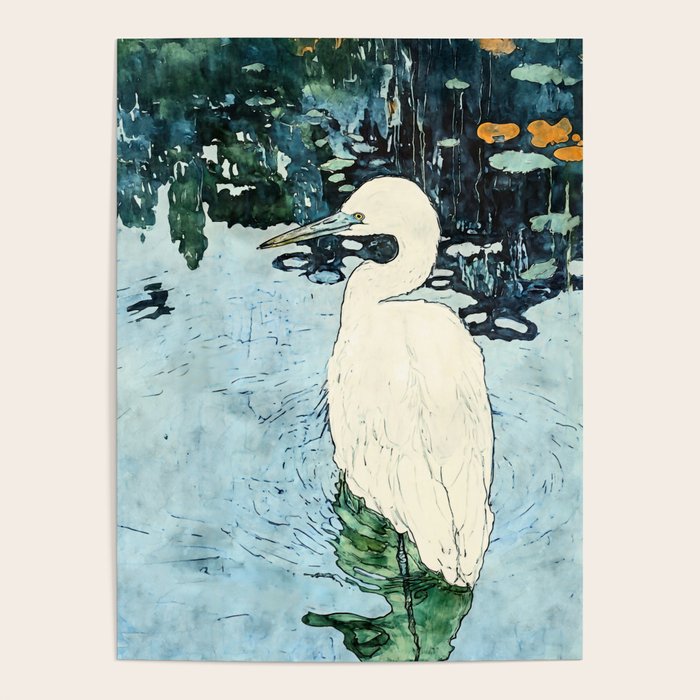 Wading Egret Watercolor Poster Gallery Image 4