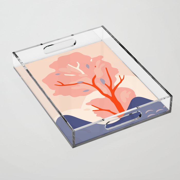 Cherry tree nature landscape art Acrylic Tray Gallery Image 1