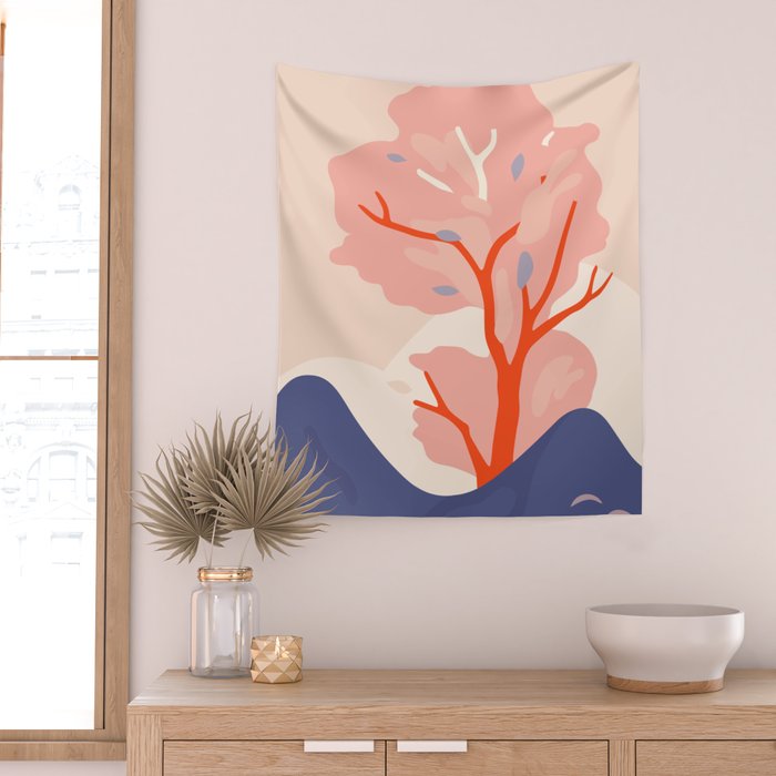 Cherry tree nature landscape art Wall Tapestry Gallery Image 2