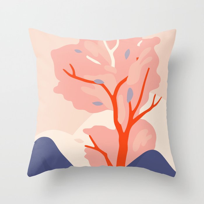 Cherry tree nature landscape art Throw Pillow Gallery Image 1