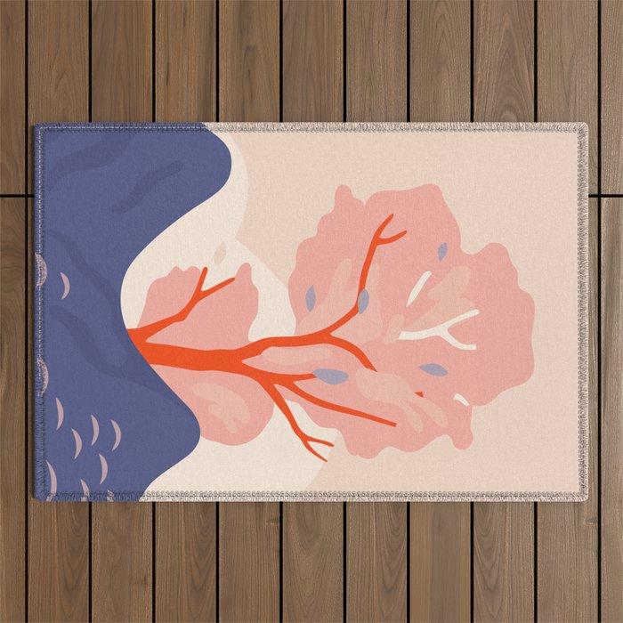 Cherry tree nature landscape art Outdoor Rug Gallery Image 1