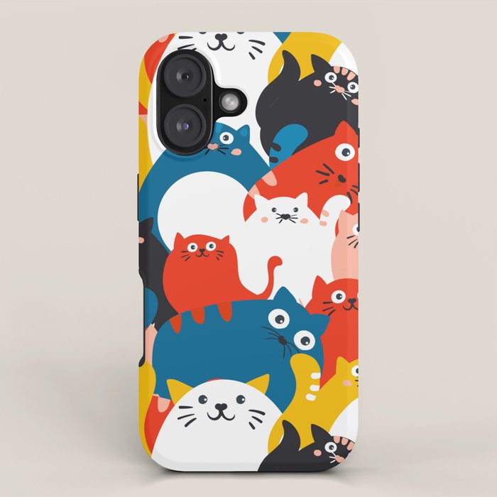 Silly Cats Crowd Pattern iPhone Case Gallery Image 1