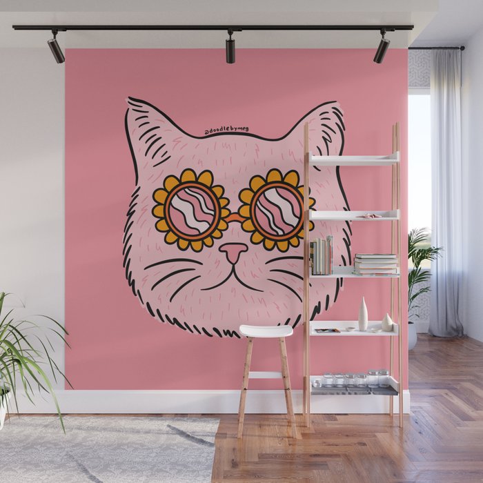 Groovy Cat Wall Mural Gallery Image 1