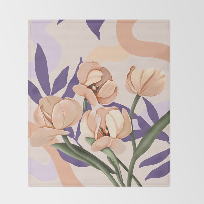Large pink flowers MP3 Throw Blanket Gallery Image 2