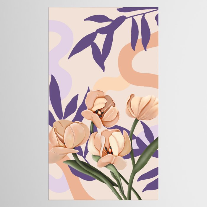 Large pink flowers MP3 Tablecloth Gallery Image 2