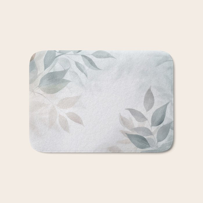 Calm Foliage Pastel Watercolor Minimalist Botanical Art Bath Mat Gallery Image 1