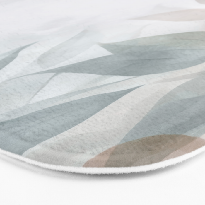 Calm Foliage Pastel Watercolor Minimalist Botanical Art Bath Mat Gallery Image 3