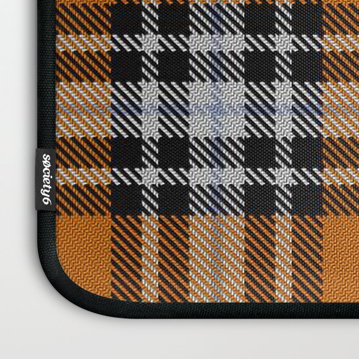 Vintage Orange Black Tartan Plaid Scottish Pattern Laptop Sleeve Gallery Image 3