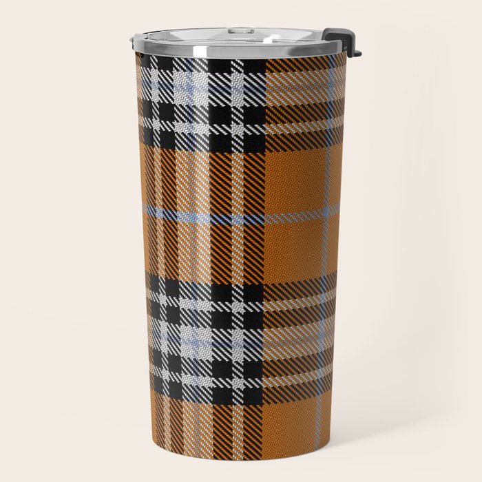 Vintage Orange Black Tartan Plaid Scottish Pattern Travel Mug Gallery Image 2
