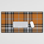Vintage Orange Black Tartan Plaid Scottish Pattern Desk Mat Gallery Image 1