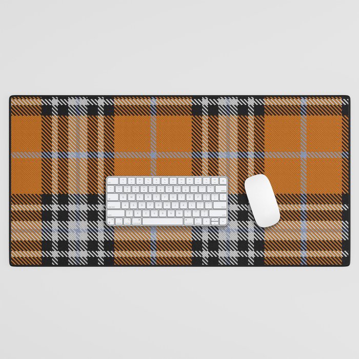 Vintage Orange Black Tartan Plaid Scottish Pattern Desk Mat Gallery Image 1