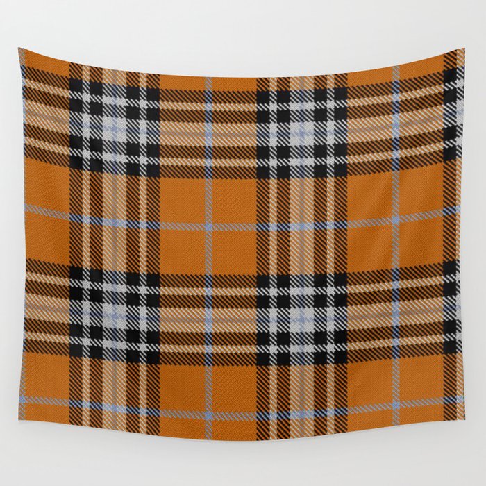 Vintage Orange Black Tartan Plaid Scottish Pattern Wall Tapestry Gallery Image 4