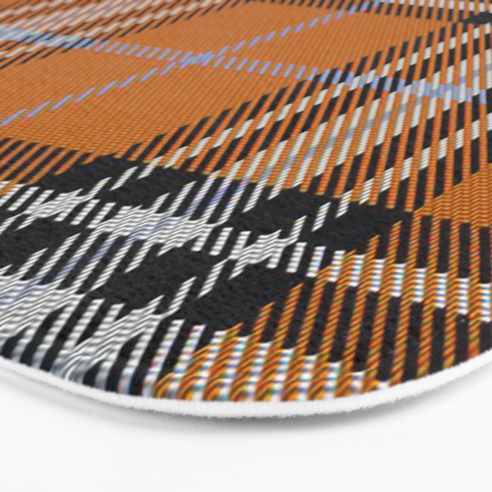 Vintage Orange Black Tartan Plaid Scottish Pattern Bath Mat Gallery Image 3