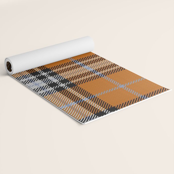 Vintage Orange Black Tartan Plaid Scottish Pattern Yoga Mat Gallery Image 2