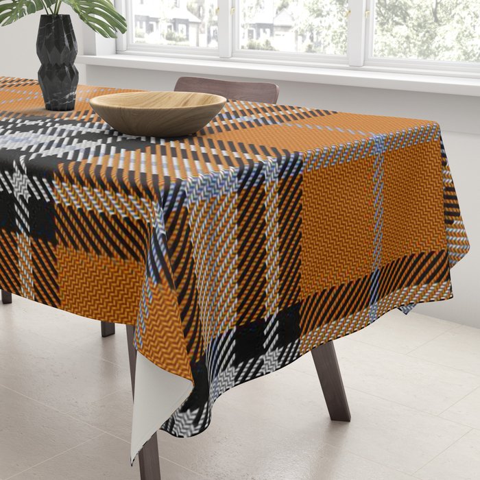 Vintage Orange Black Tartan Plaid Scottish Pattern Tablecloth Gallery Image 3