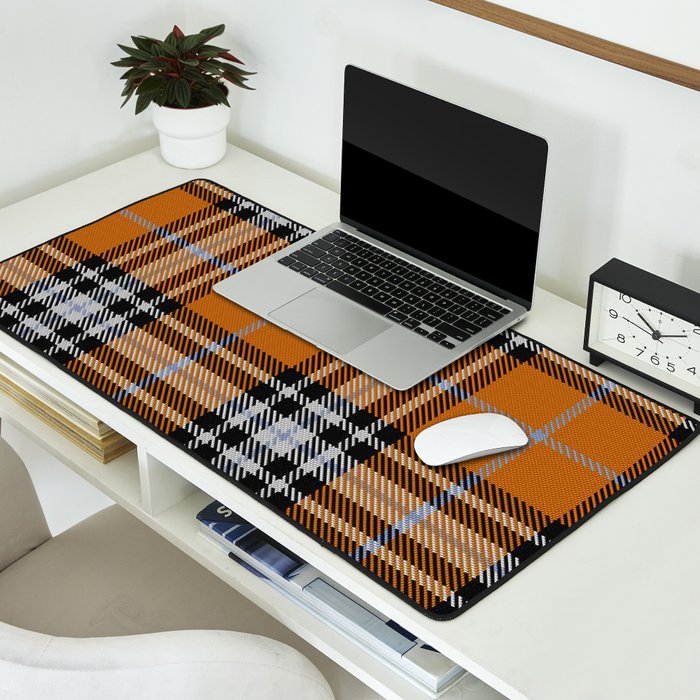 Vintage Orange Black Tartan Plaid Scottish Pattern Desk Mat Gallery Image 2