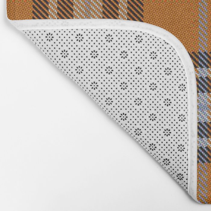 Vintage Orange Black Tartan Plaid Scottish Pattern Bath Mat Gallery Image 2