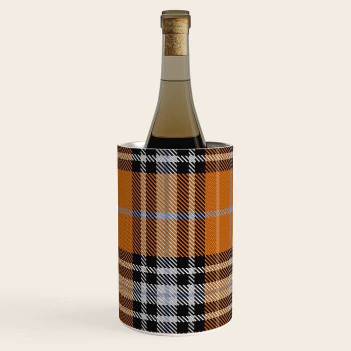 Vintage Orange Black Tartan Plaid Scottish Pattern Wine Chiller Gallery Image 2