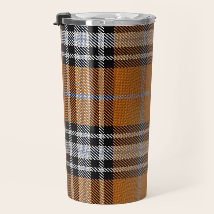 Vintage Orange Black Tartan Plaid Scottish Pattern Travel Mug Gallery Image 3