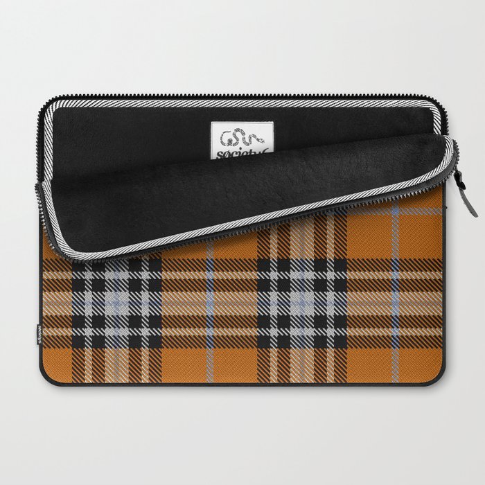 Vintage Orange Black Tartan Plaid Scottish Pattern Laptop Sleeve Gallery Image 2