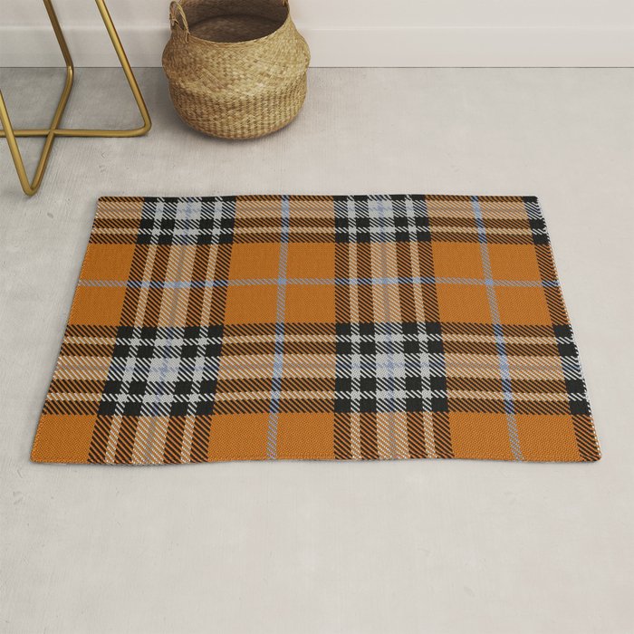 Vintage Orange Black Tartan Plaid Scottish Pattern Rug Gallery Image 1