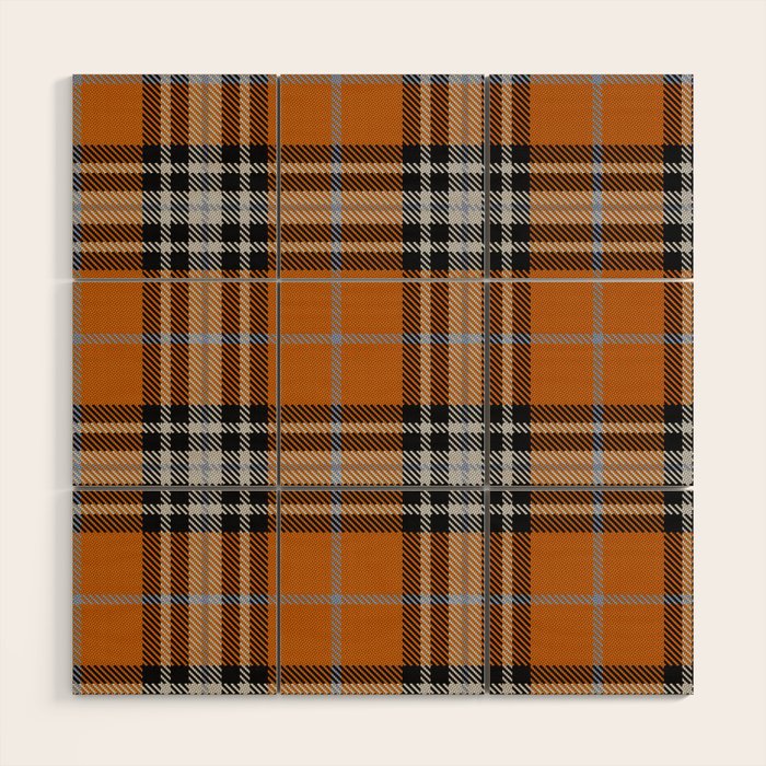 Vintage Orange Black Tartan Plaid Scottish Pattern Wood Wall Art Gallery Image 1