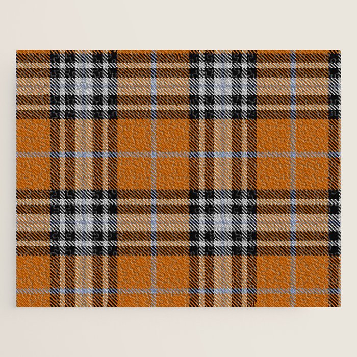 Vintage Orange Black Tartan Plaid Scottish Pattern Jigsaw Puzzle Gallery Image 1