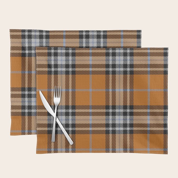 Vintage Orange Black Tartan Plaid Scottish Pattern Placemat Gallery Image 1