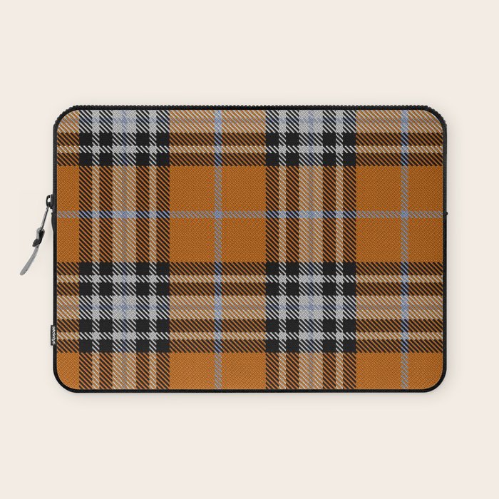 Vintage Orange Black Tartan Plaid Scottish Pattern Laptop Sleeve Gallery Image 1