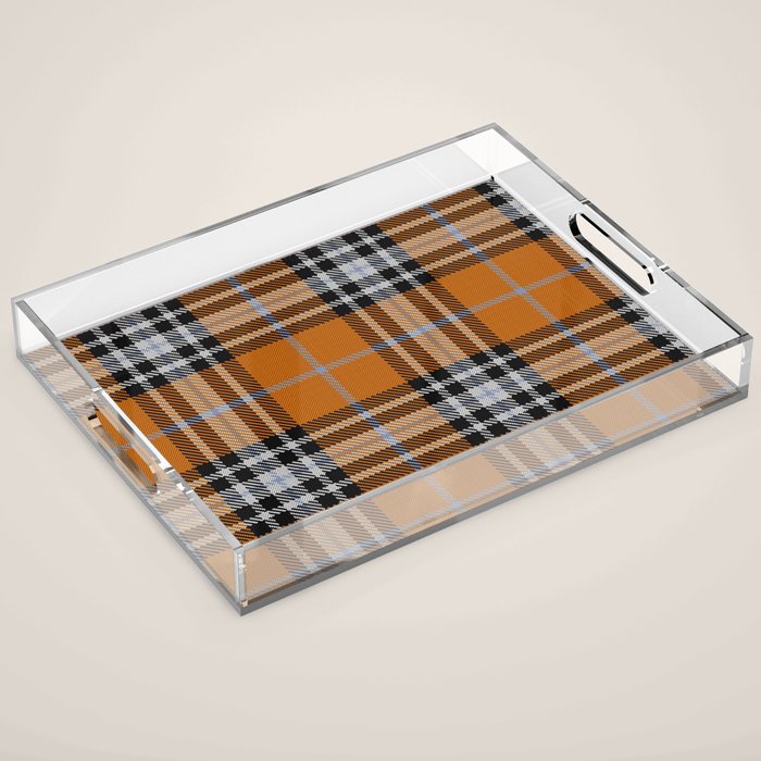 Vintage Orange Black Tartan Plaid Scottish Pattern Acrylic Tray Gallery Image 1