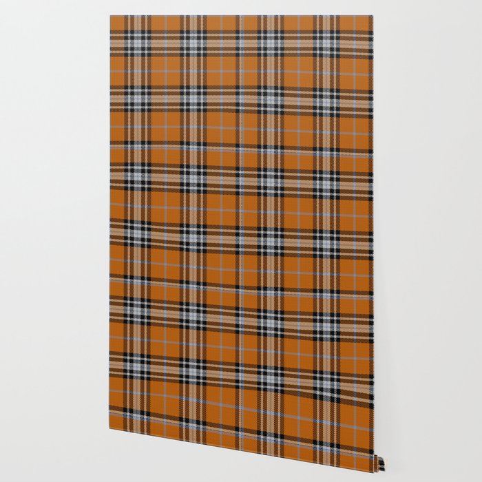 Vintage Orange Black Tartan Plaid Scottish Pattern Wallpaper Gallery Image 2