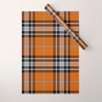 Vintage Orange Black Tartan Plaid Scottish Pattern Wrapping Paper Gallery Image 1