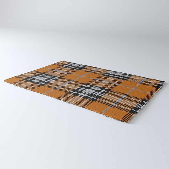 Vintage Orange Black Tartan Plaid Scottish Pattern Rug Gallery Image 3