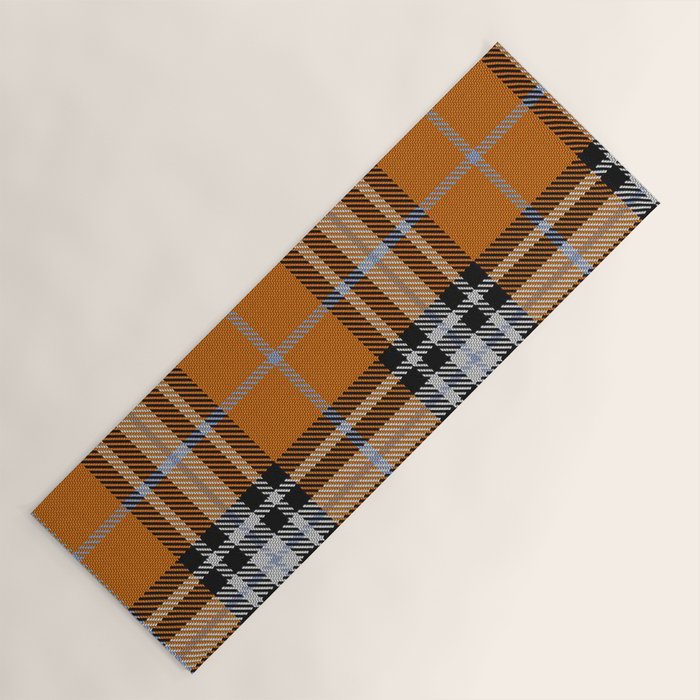 Vintage Orange Black Tartan Plaid Scottish Pattern Yoga Mat Gallery Image 1