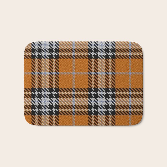 Vintage Orange Black Tartan Plaid Scottish Pattern Bath Mat Gallery Image 1