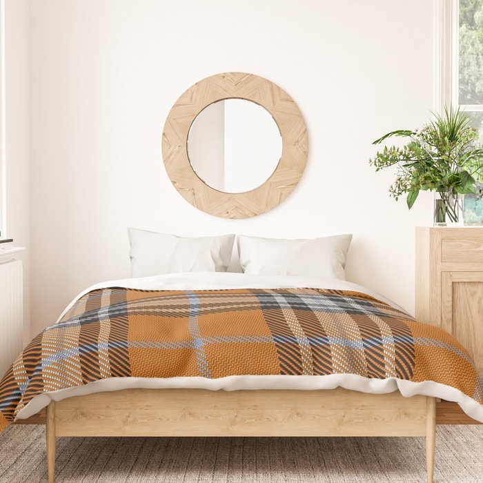 Vintage Orange Black Tartan Plaid Scottish Pattern Duvet Cover Gallery Image 3