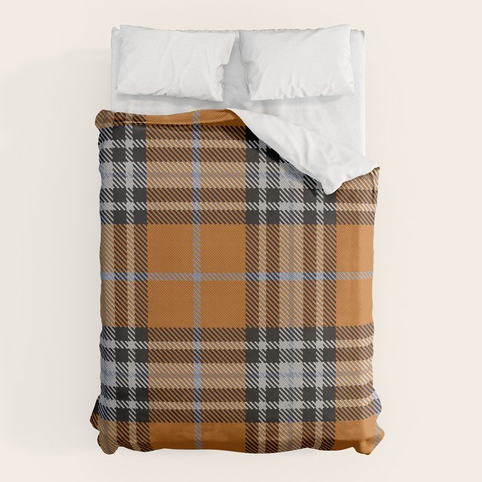 Vintage Orange Black Tartan Plaid Scottish Pattern Duvet Cover Gallery Image 6